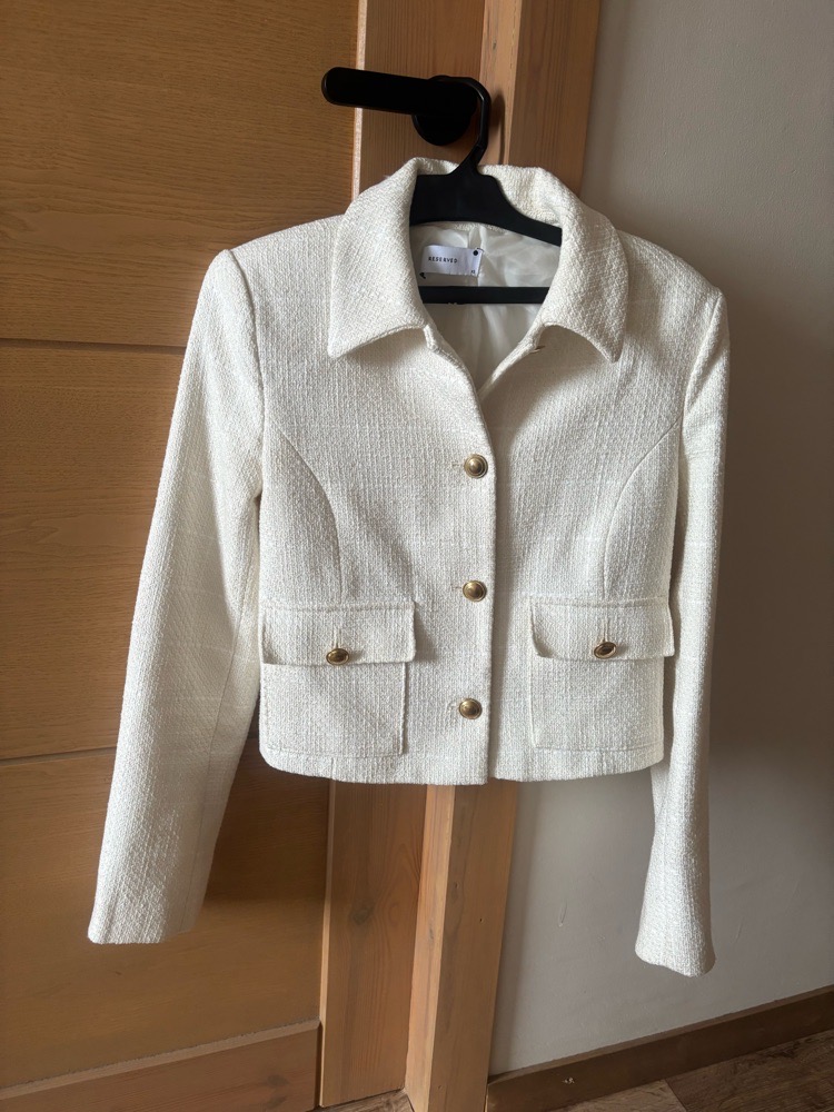 Veste en tweed blanc cassé/beige 
