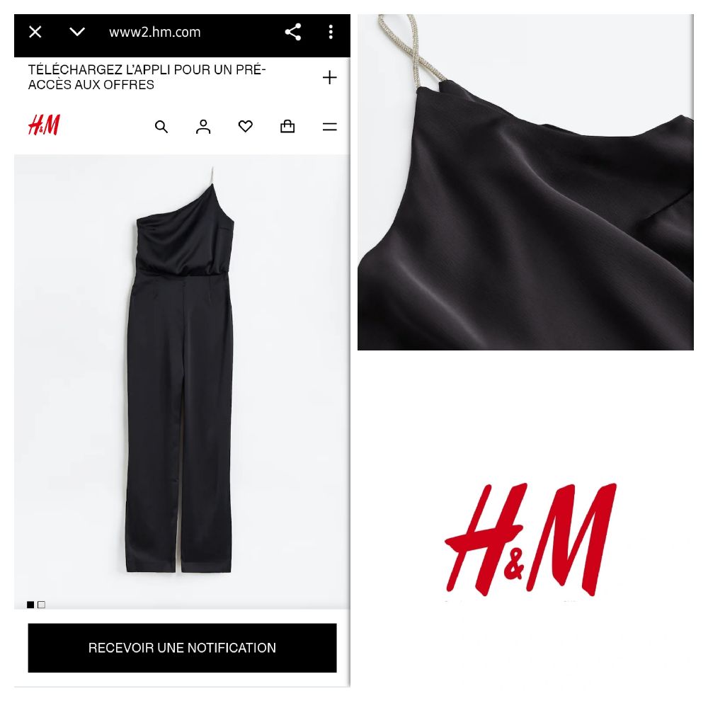 Combi-pantalon asymétrique avec bretelle à strass HM