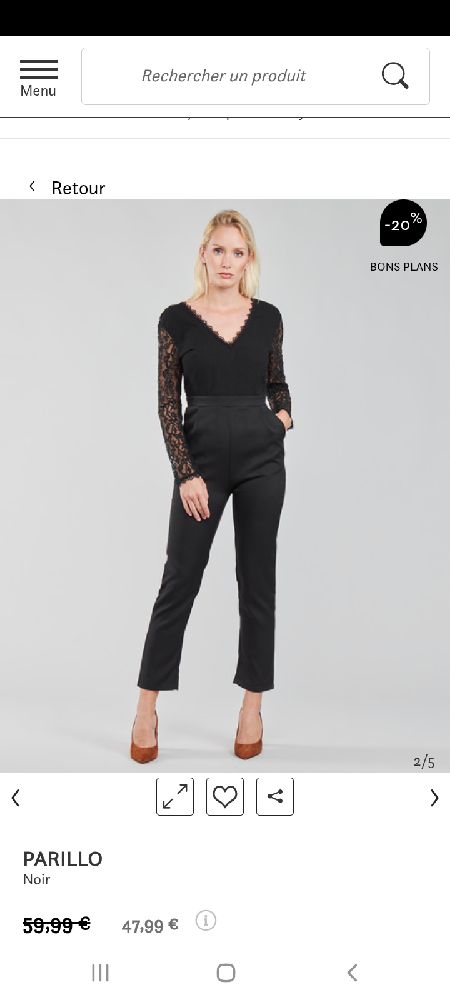 Combinaison en dentelle noire tlabes xs jusqu'à m