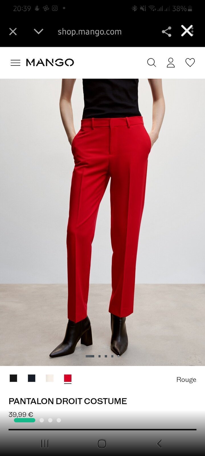 Pantalon droit costume rouge