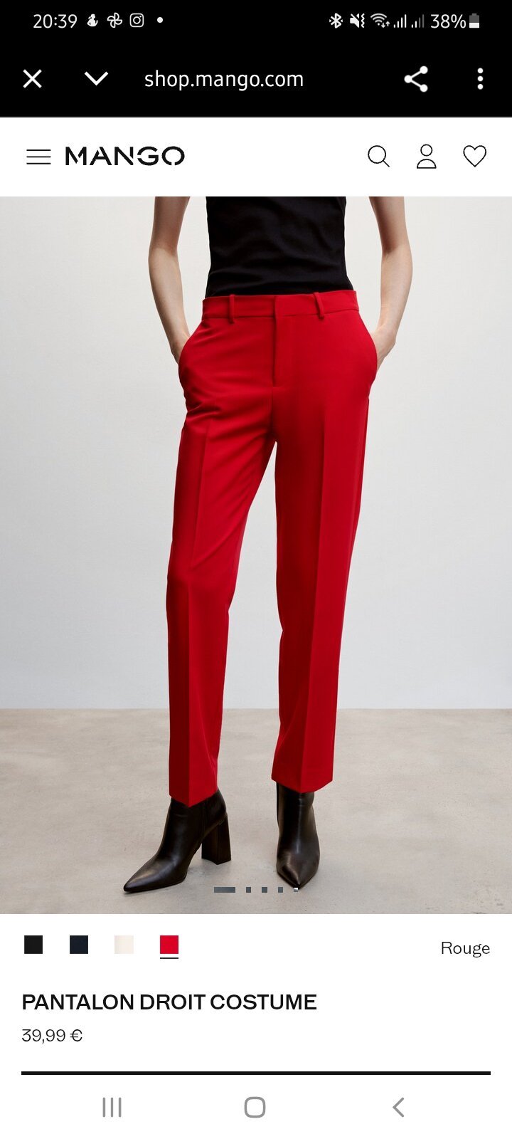 Offre exceptionnelle pendant toute la semaine Pantalon droit rouge mango