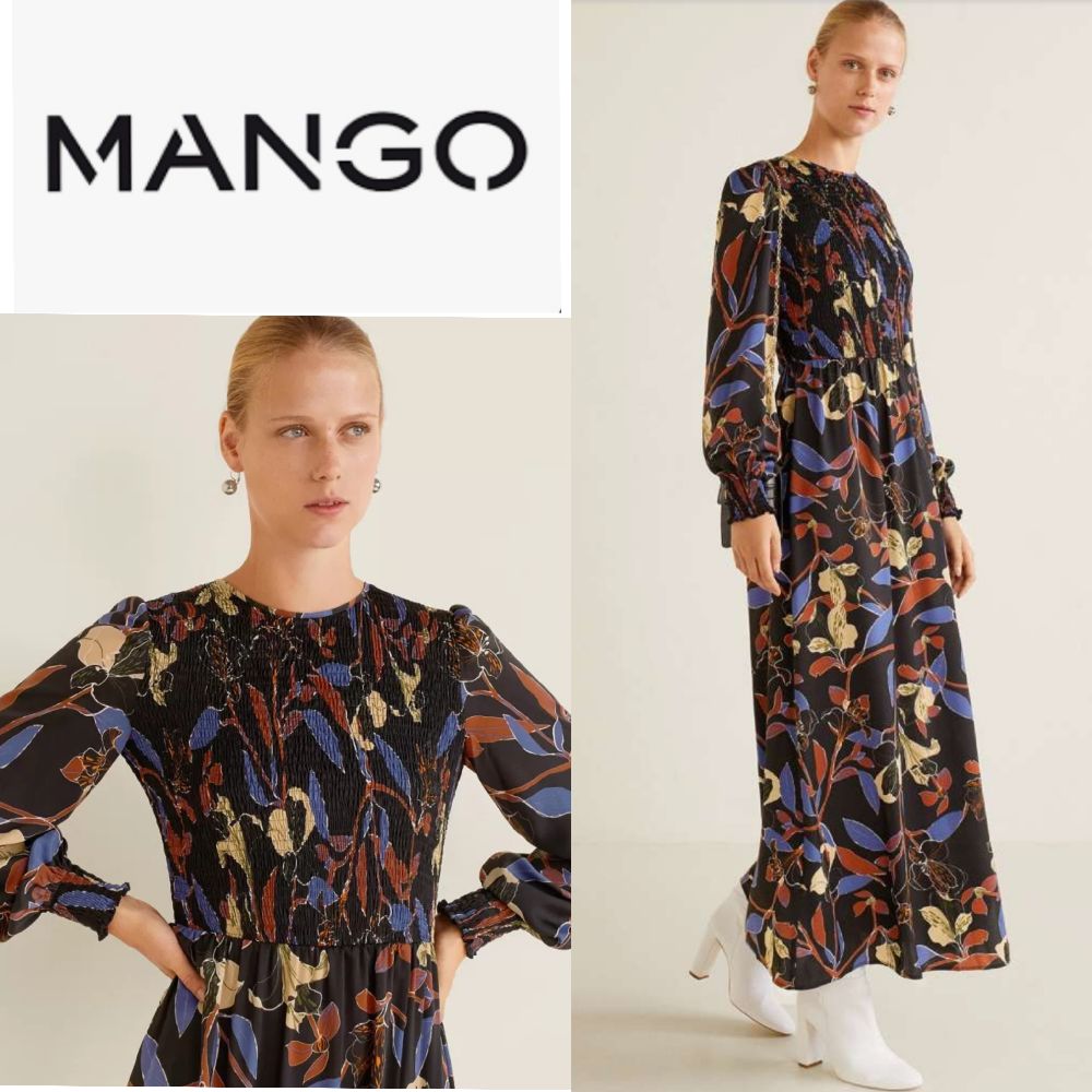 Robe Mango longue avec fente latérale à gauche 