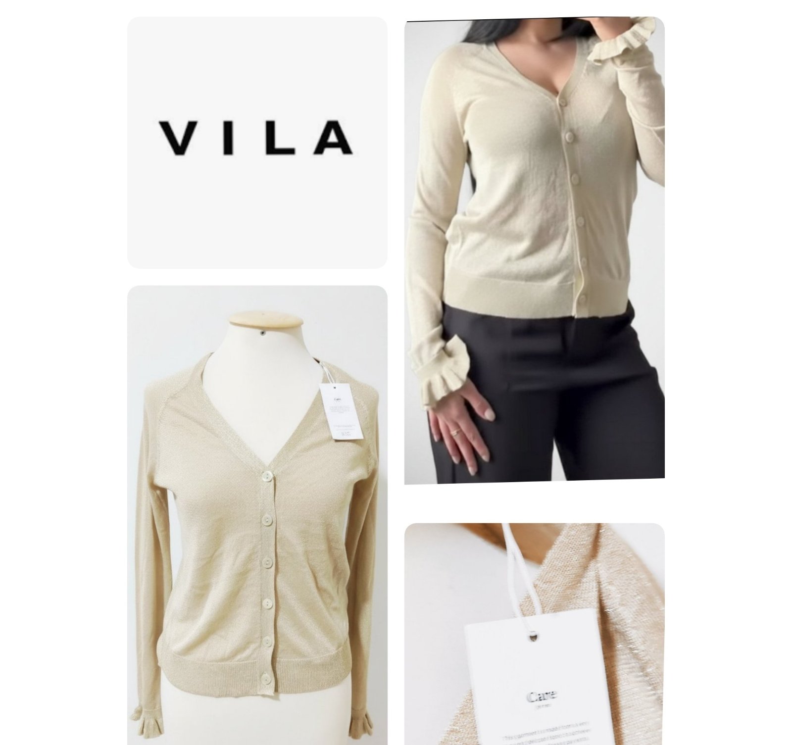 Cardigan en beige doré de la marque VILA neuve avec étiquette S/M