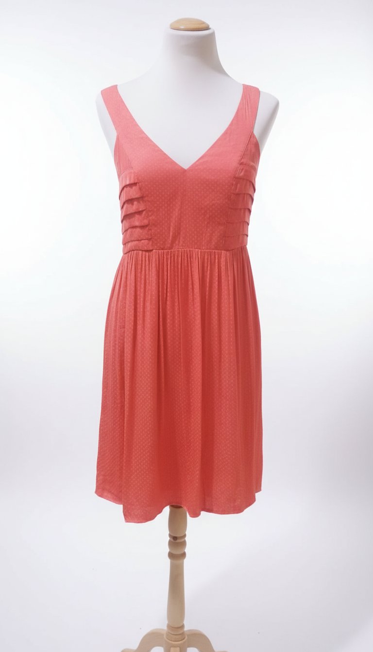 Robe mi-longue Naf Naf orange corail à pois 