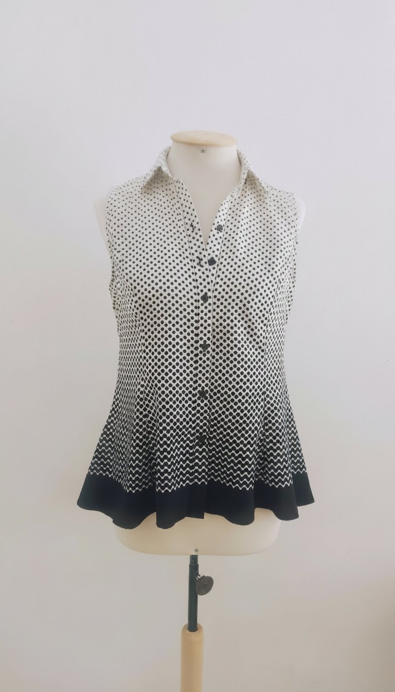 Chemise sans manches à pois, joli découpe et volume 