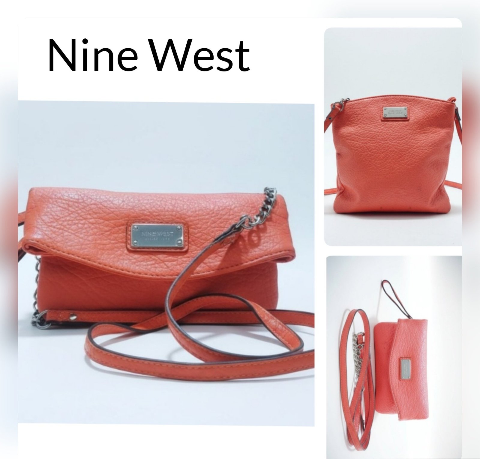 Sac à bandoulière 3 en 1 de la marque Nine West de couleur corail 