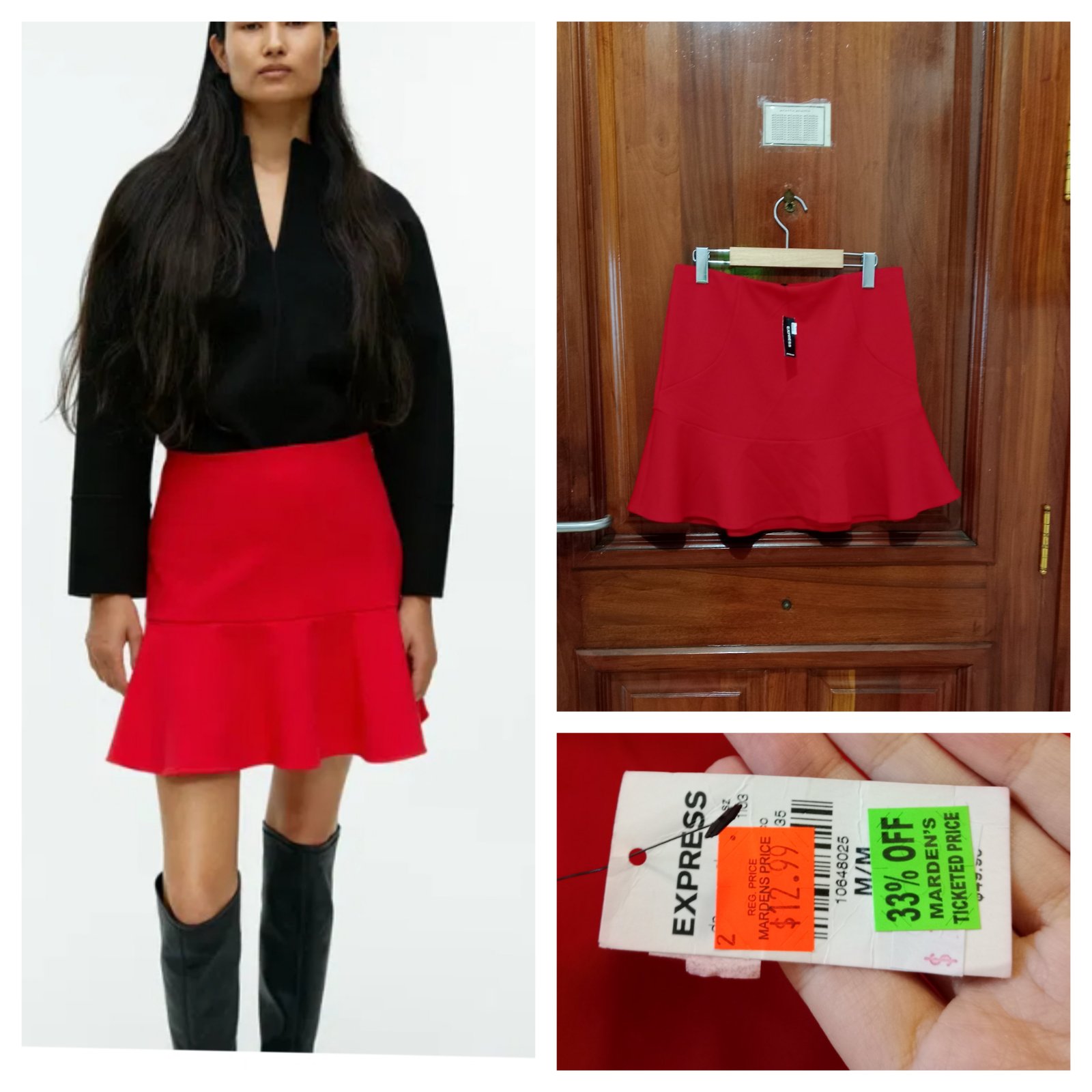 Belle jupe rouge avec étiquette 