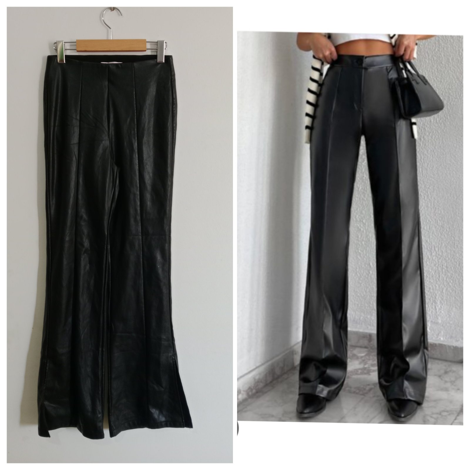 Pantalon flare en cuir