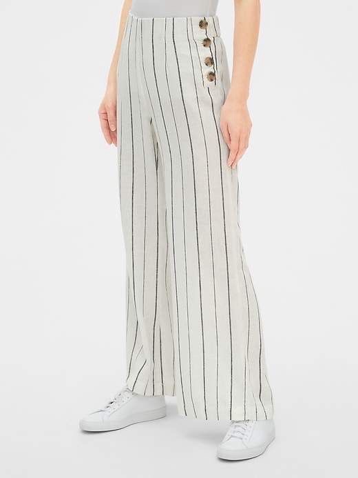 Pantalon en lin rayé 