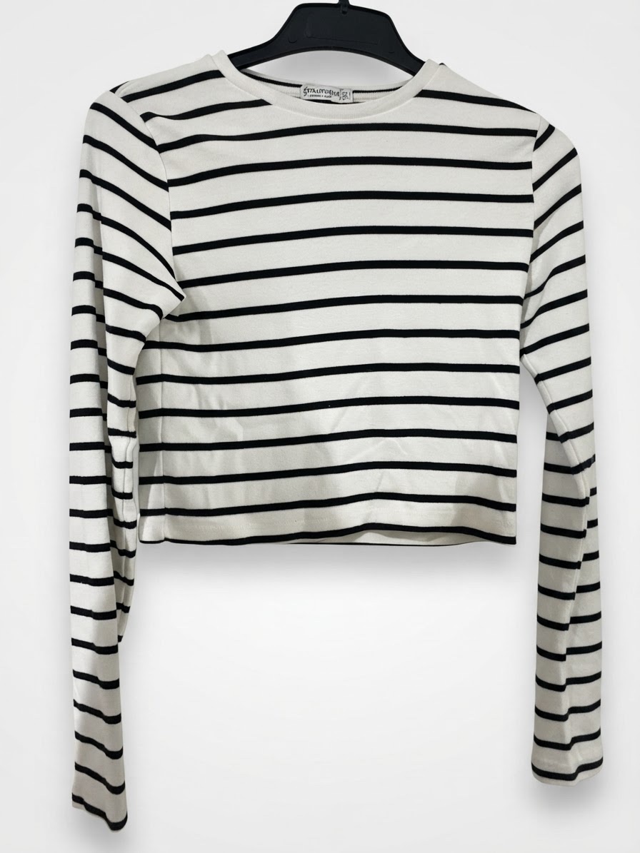 Pull cropped rayé