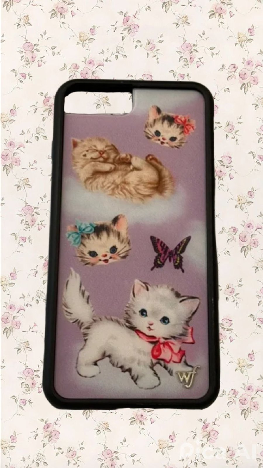 Wild flower cat iphone phone case 