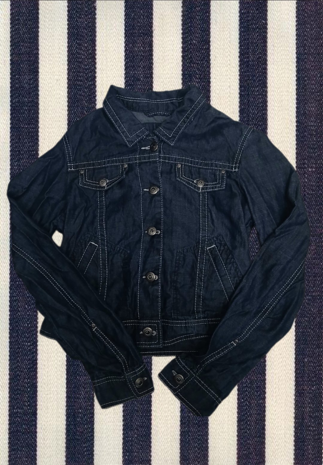 Croped y2k dark washed jean veste 