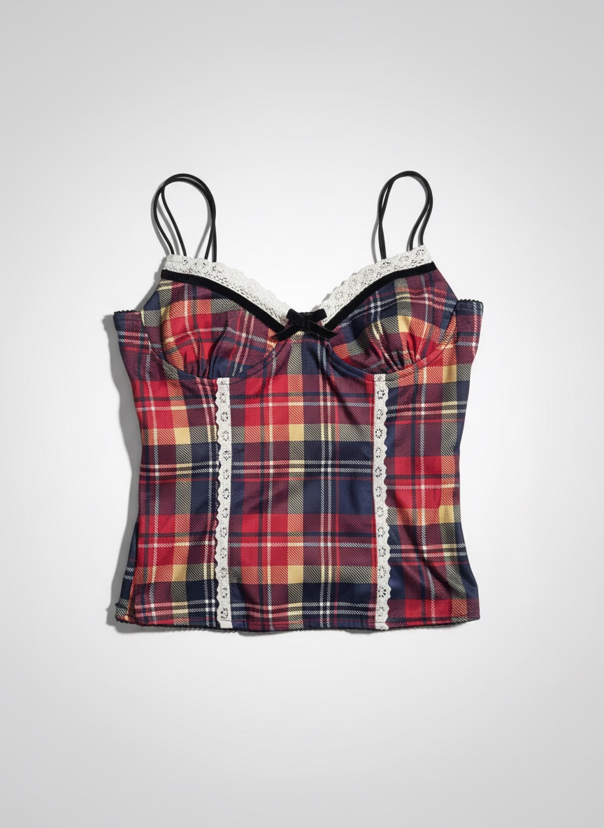 Top bustier corset tartan Y2K coquette 