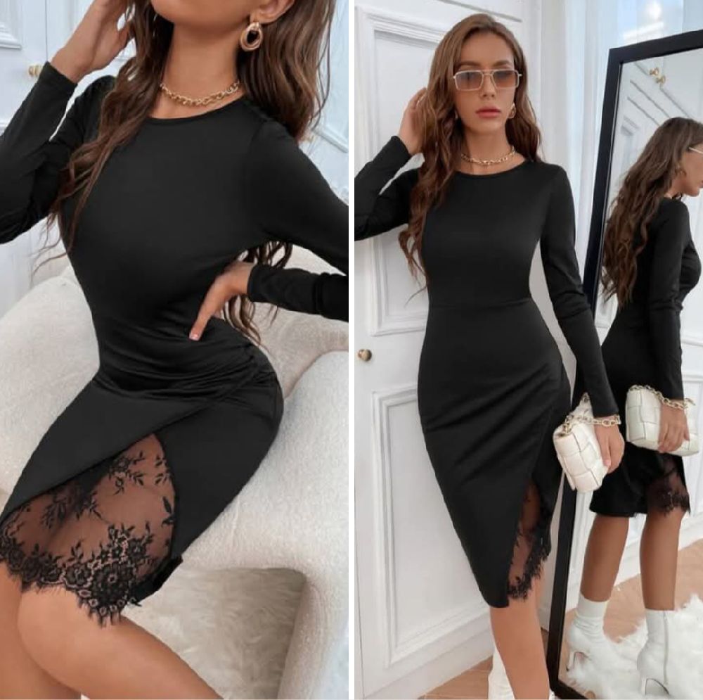 Robe Shein moulante fente en dentelle 