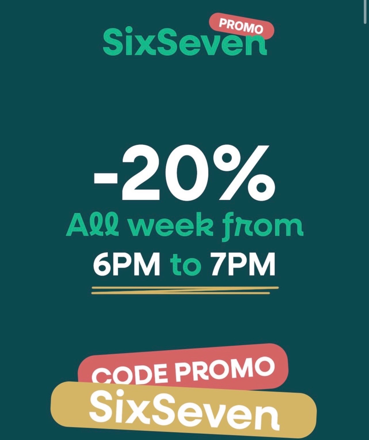Code promo 20% SixSeven