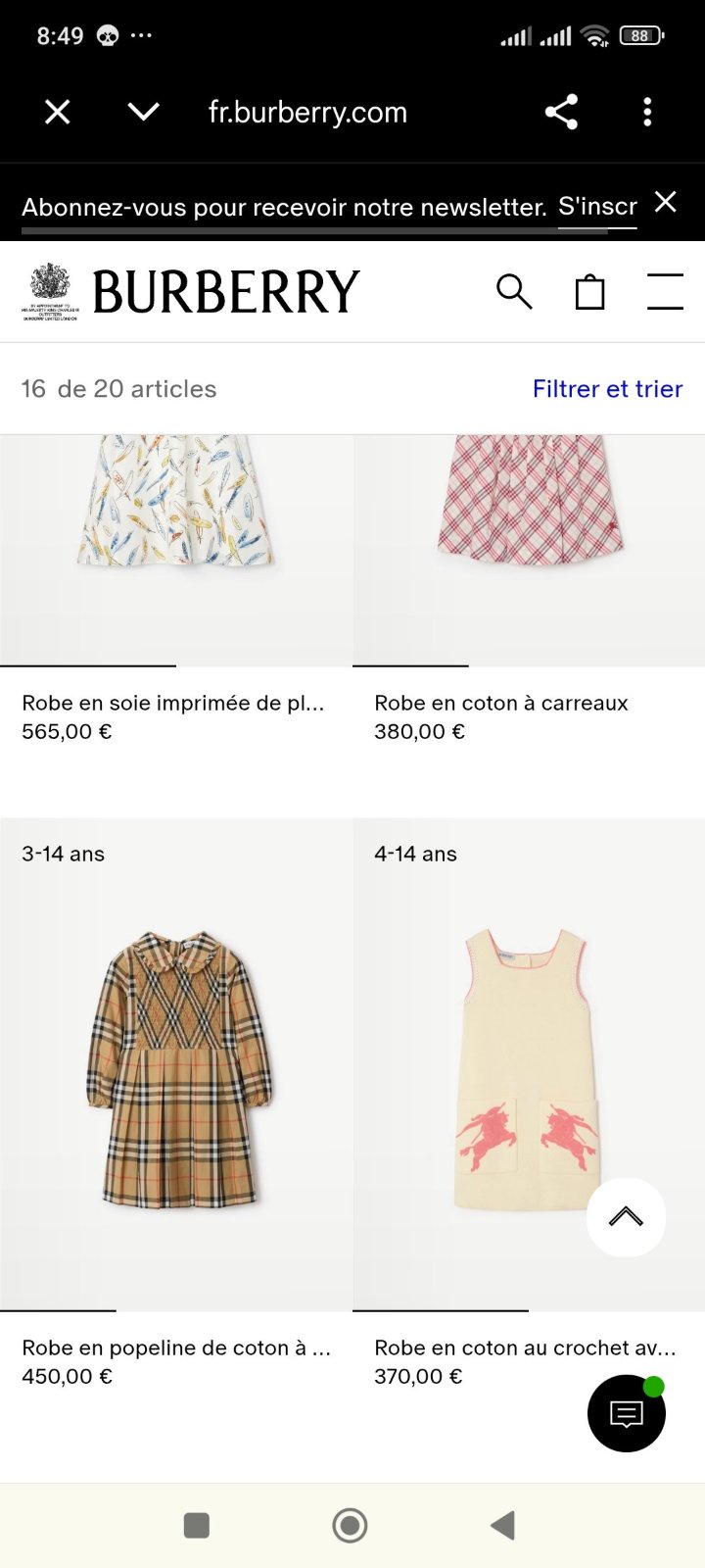 Robe burberry lin neuf