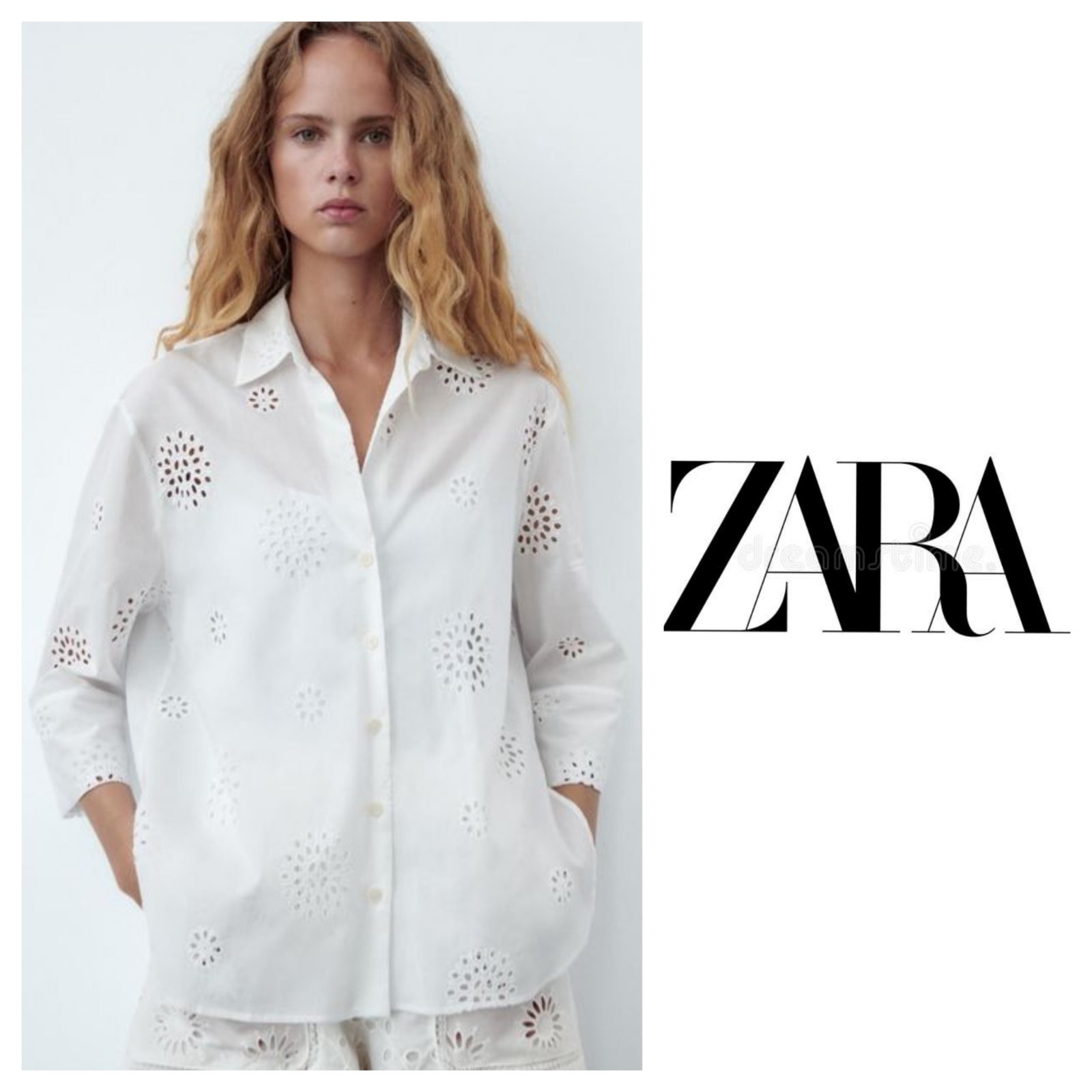 Zara chemise blanche à broderie anglaise neuf.