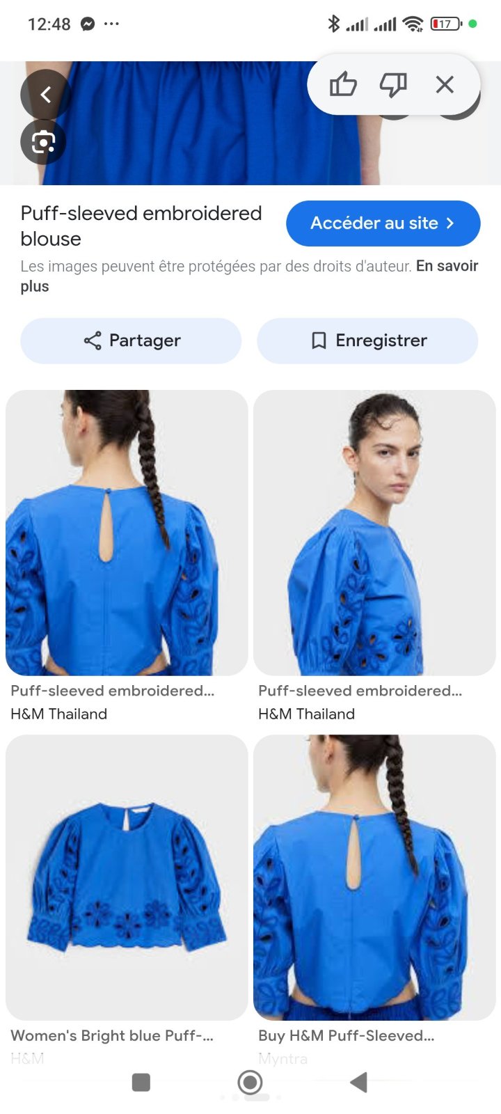Blouse brodée à manches bouffantes hm neuf