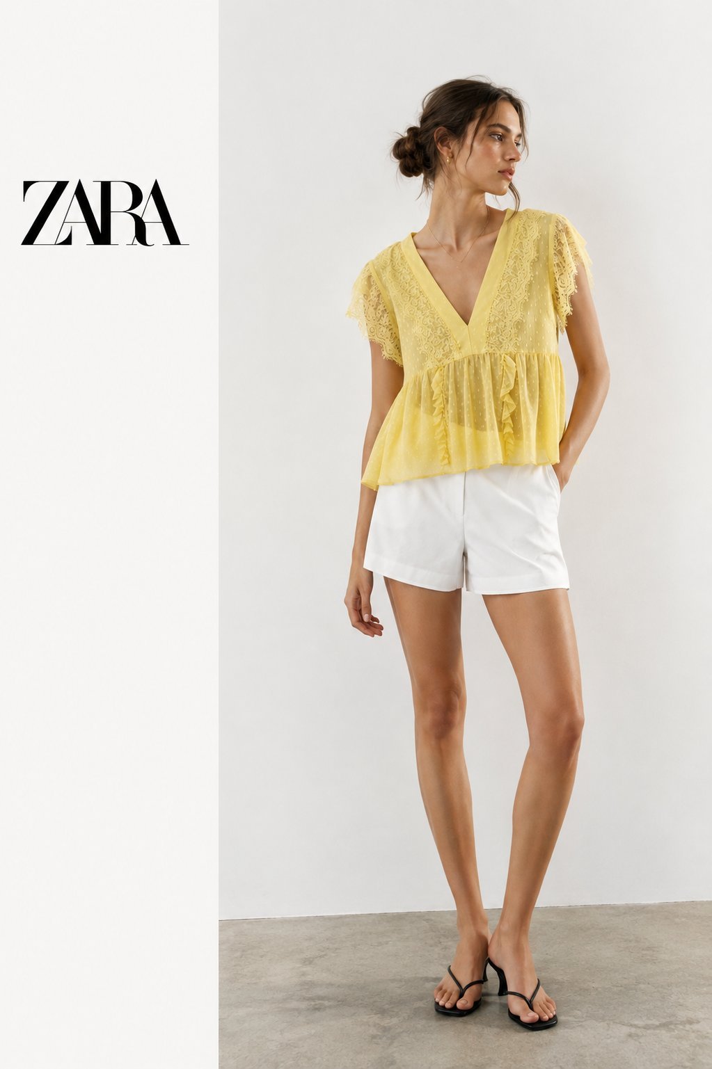 Blouse zara avec détails en dentelle neuf 