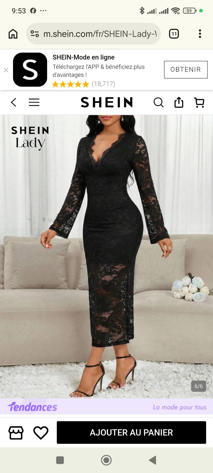 Robe longue dentelle shein neuf 