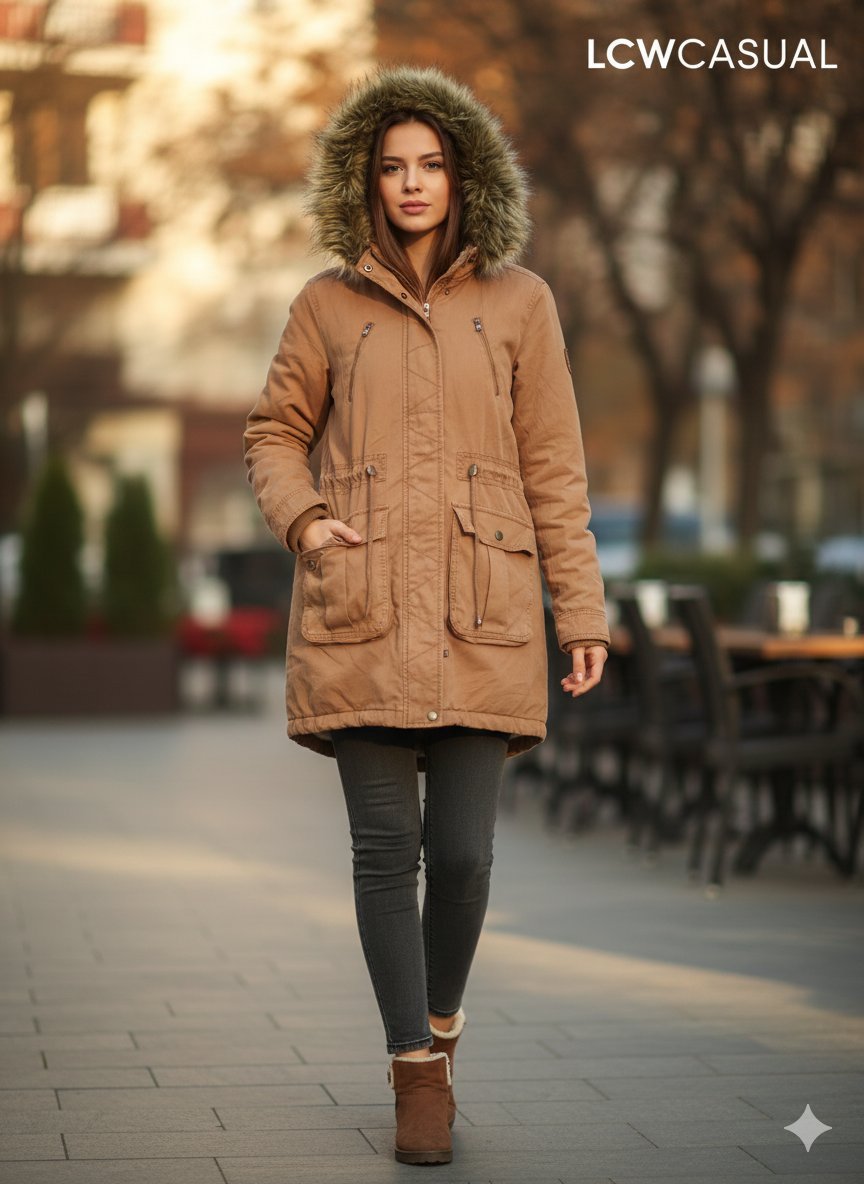 Parka à capuche et doublure 