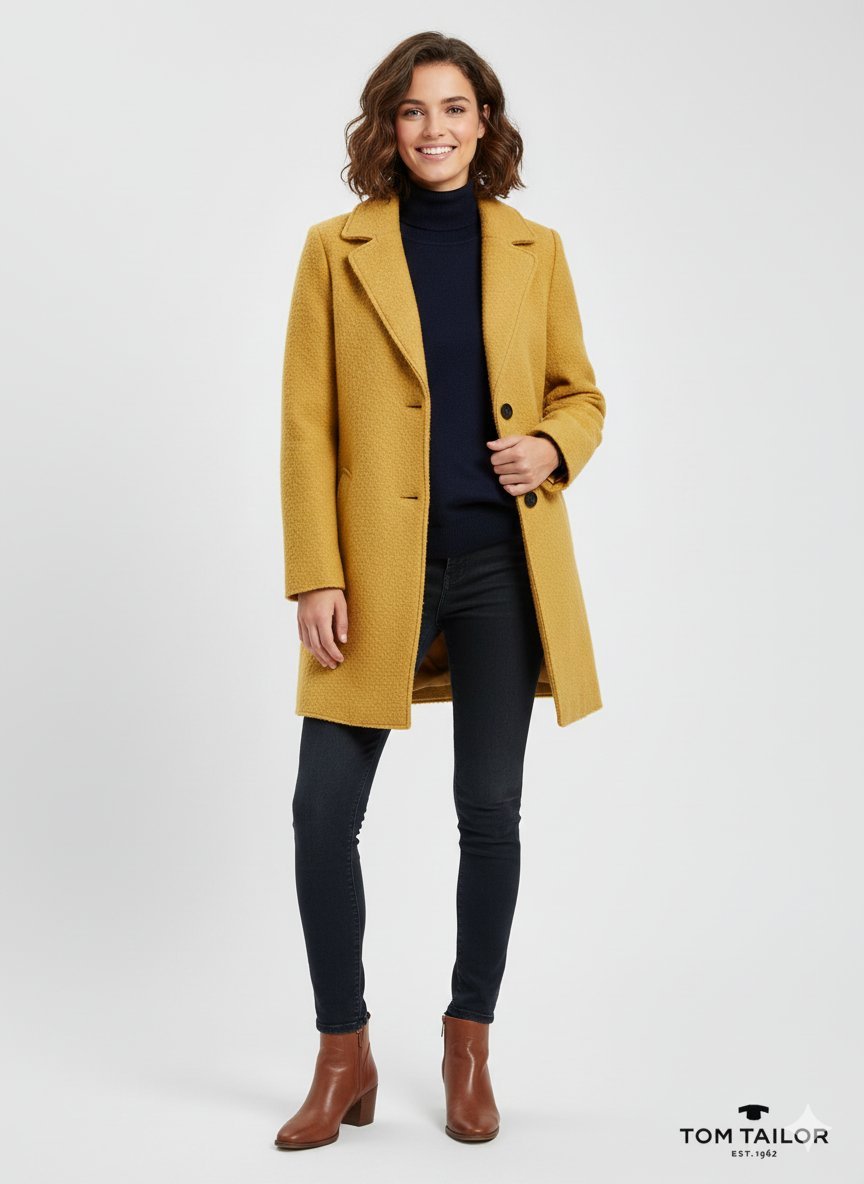 Manteau bouclé jaune moutarde 