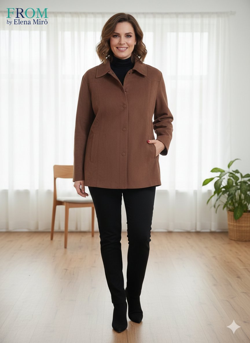 Veste chic en tissu doux effet daim, style élégant et confortable de la marque Elena miro 