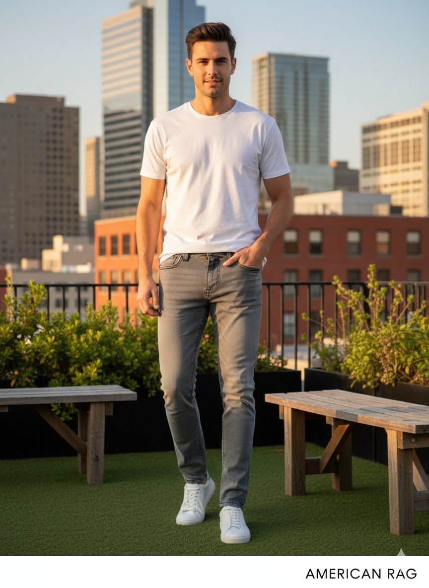 Jean gris délavé de la marque American Rag