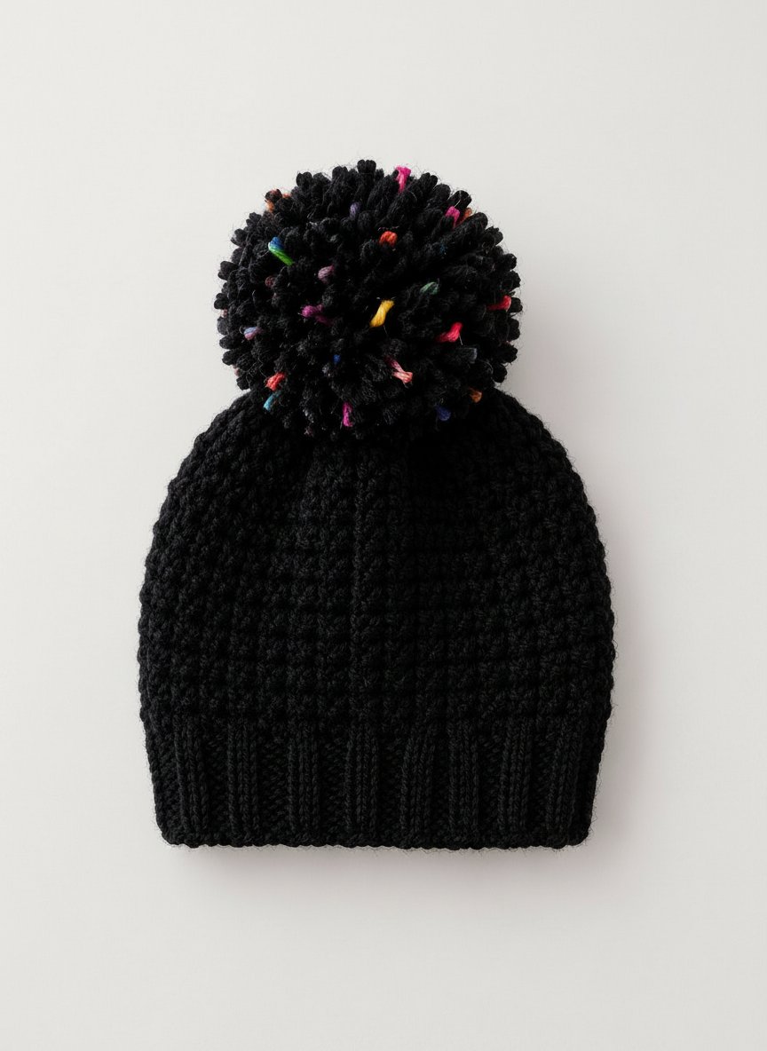Bonnet noir en maille 