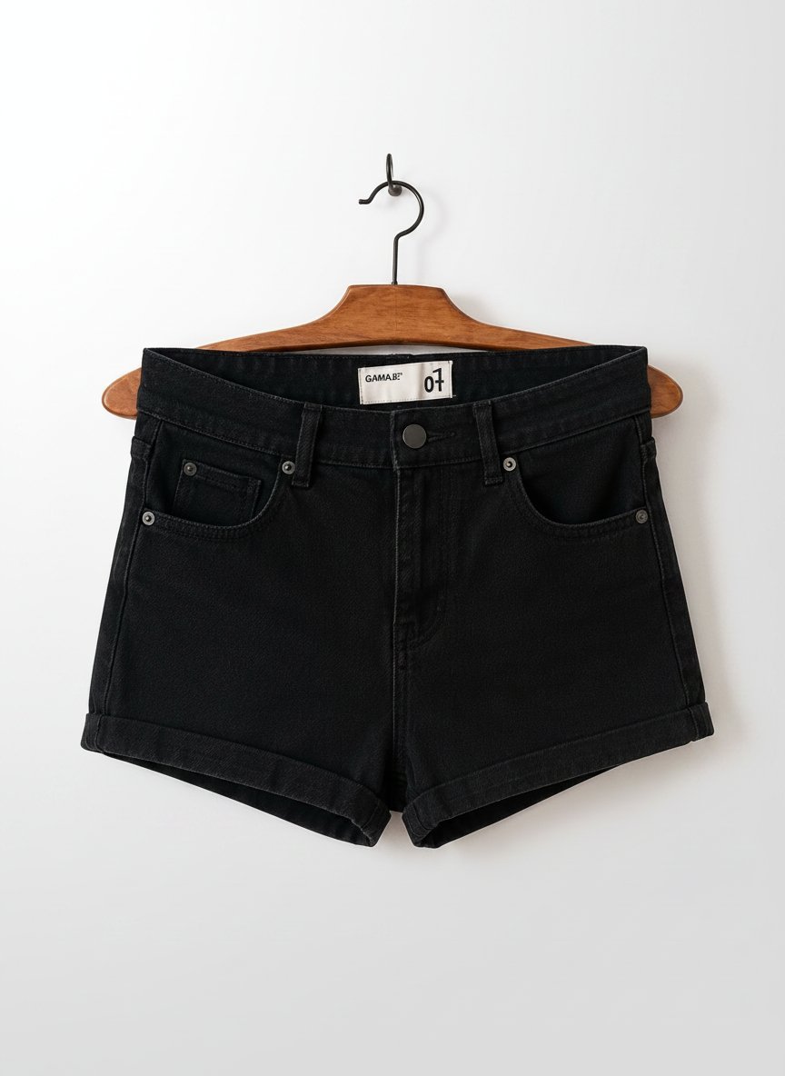 Shorten jean noire taille haute 