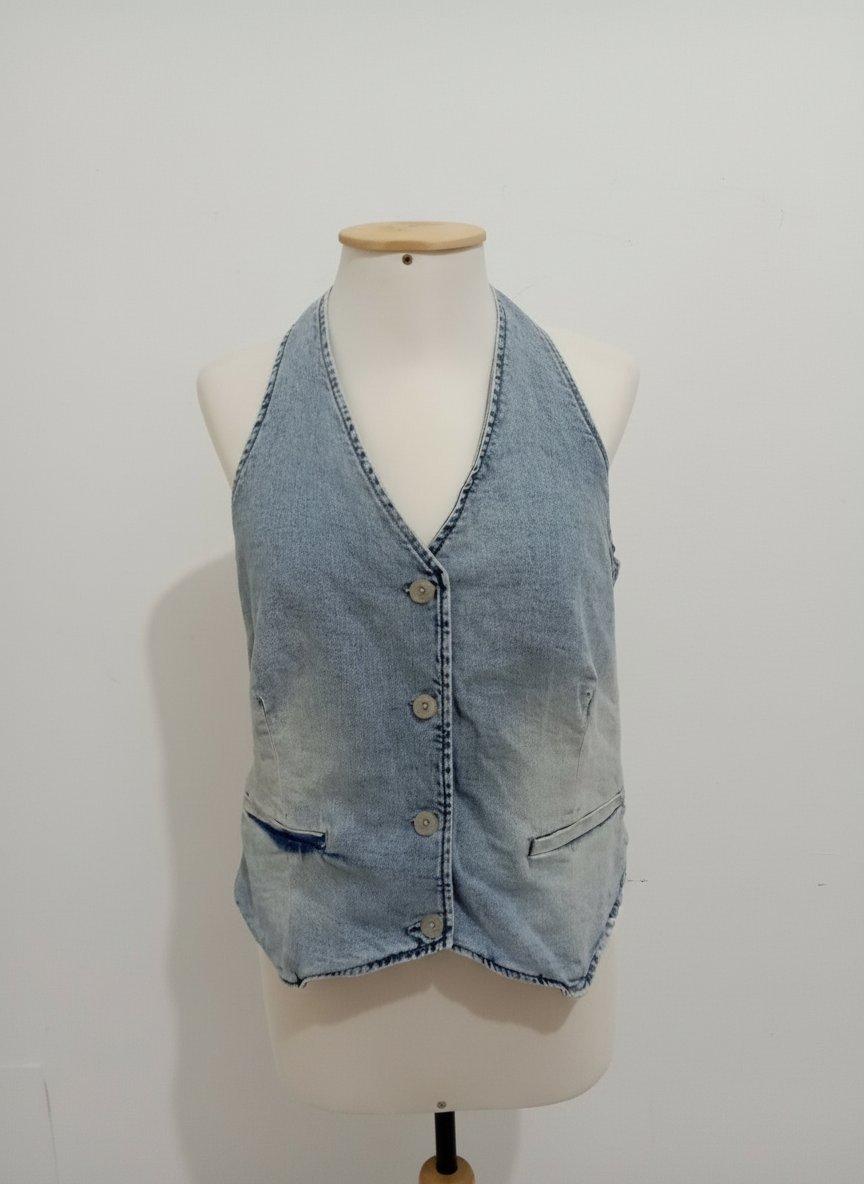 Top en denim dos nu