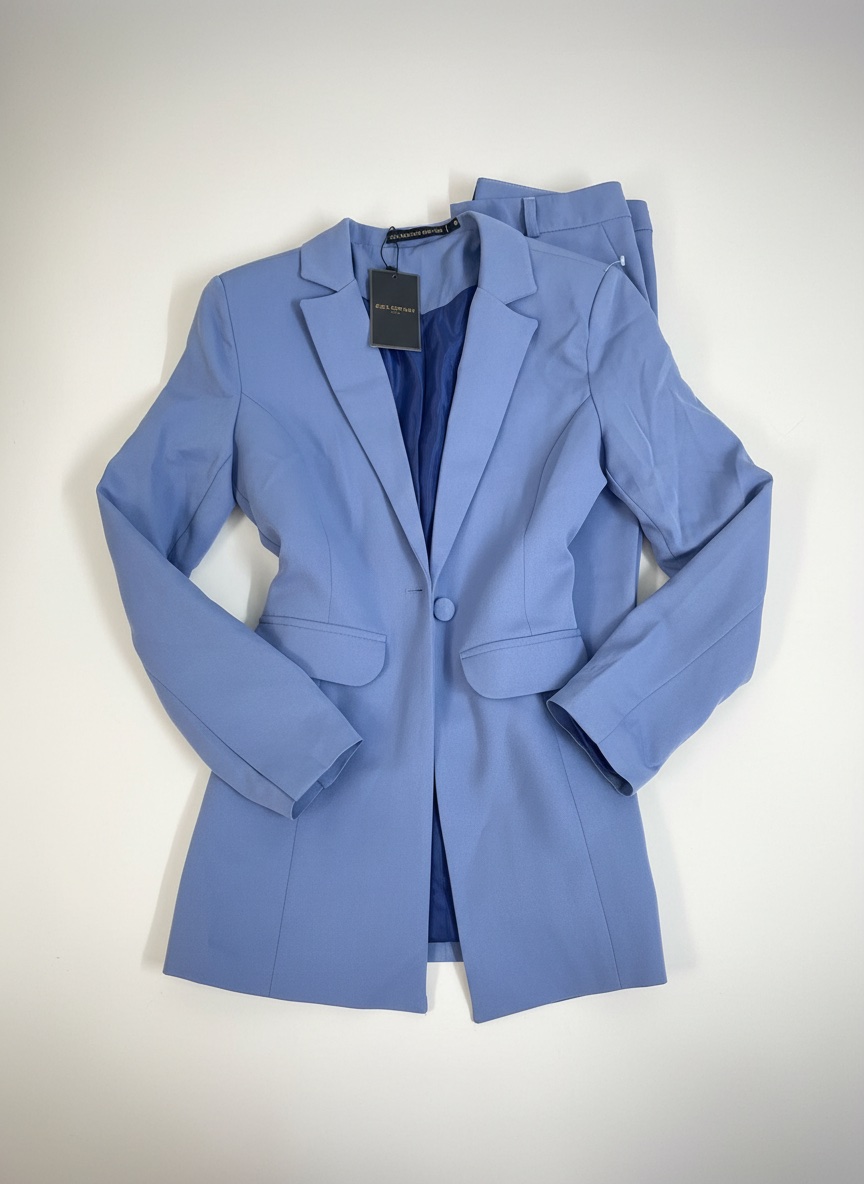 Ensemble blaser et pantalon bleu turquoise