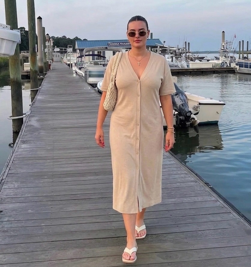 Robe longue beige