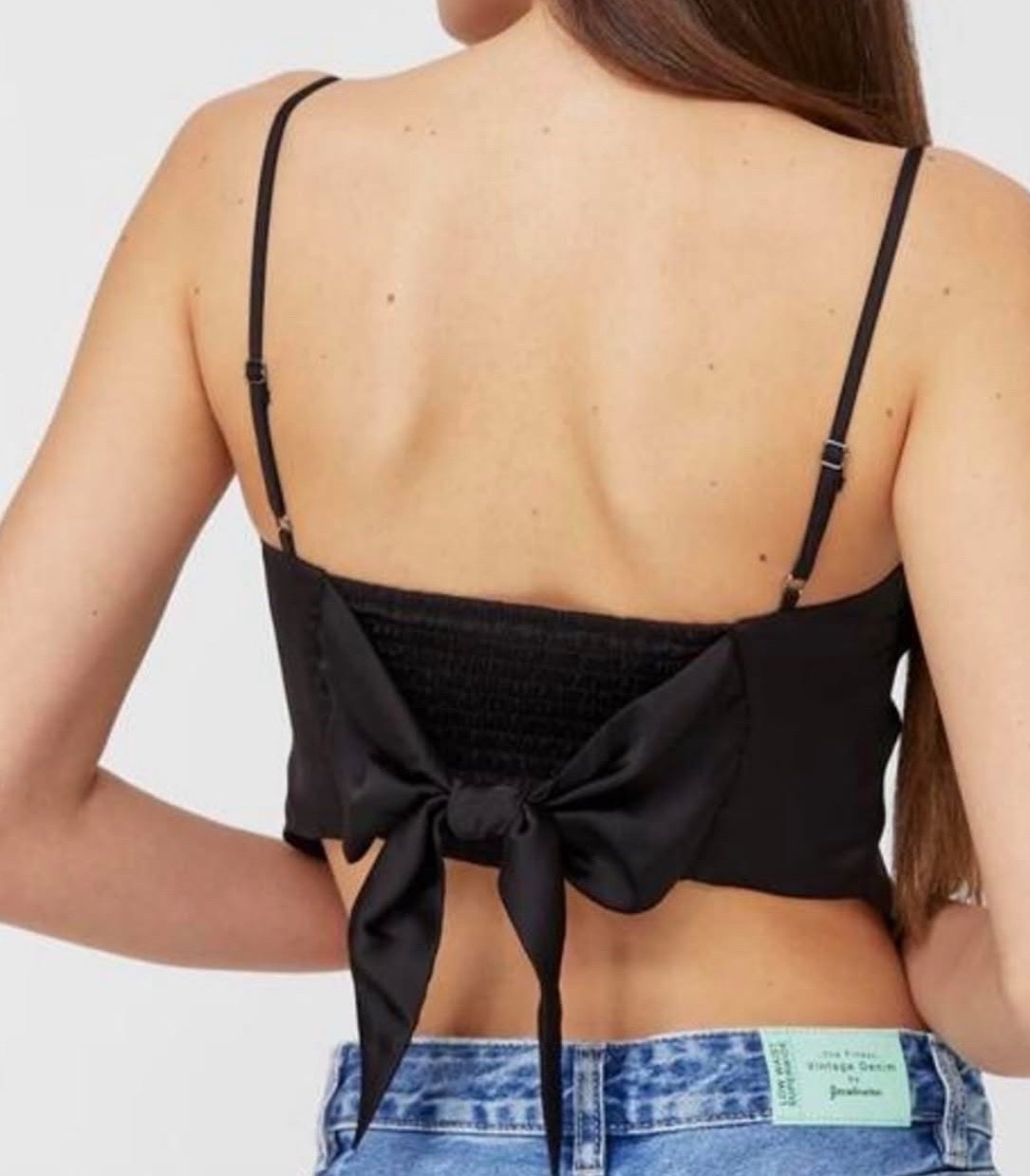 Crop top satin noir