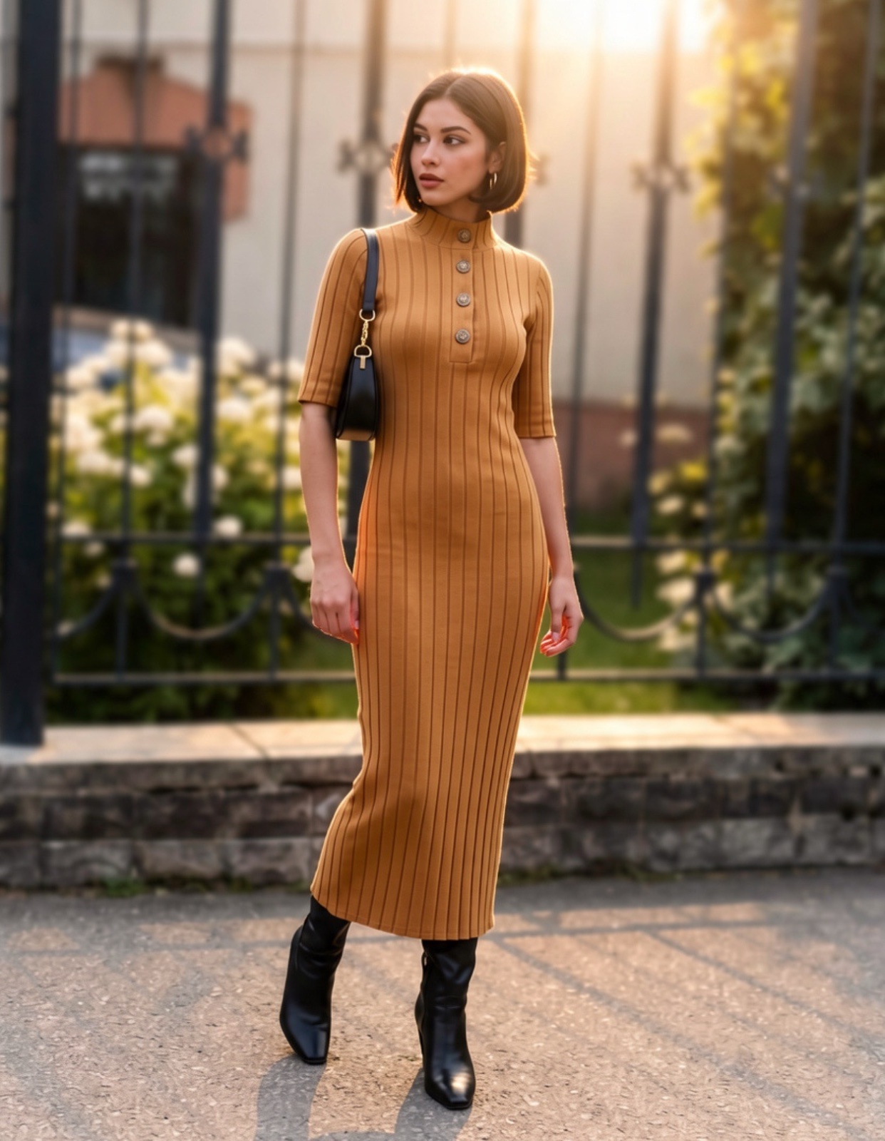 Robe moulante camel zara