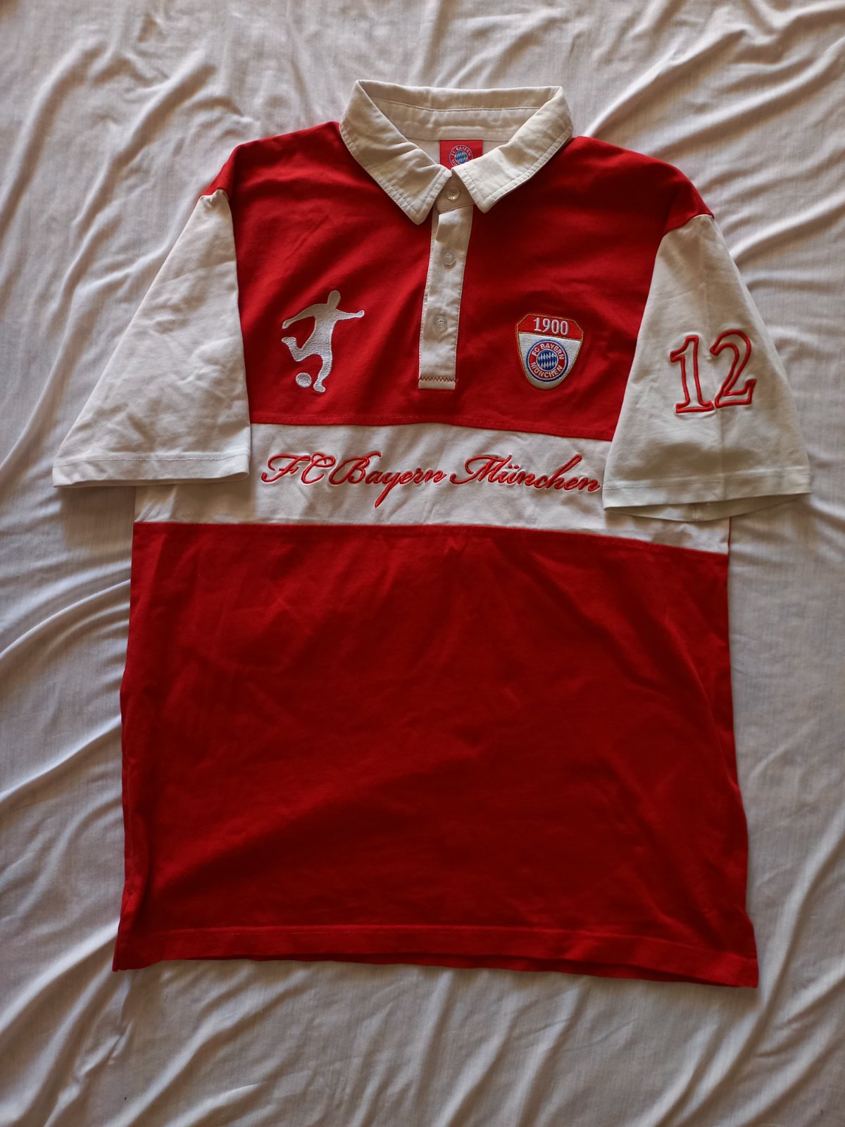 Polo FC Bayern München Rouge & Blanc XL – Très bon état – Vintage