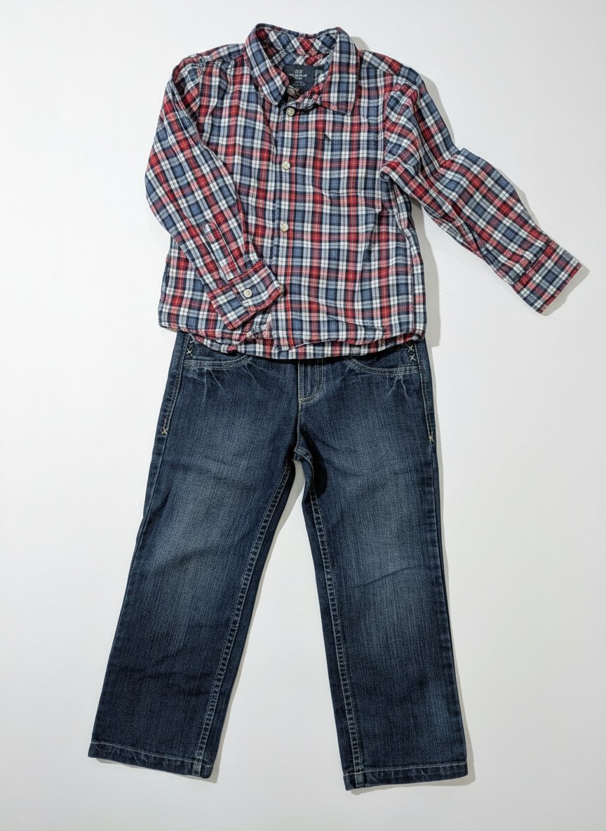 🧑‍💼👖👔 pantalon jean et chemise pour garçon 5/6 ans 