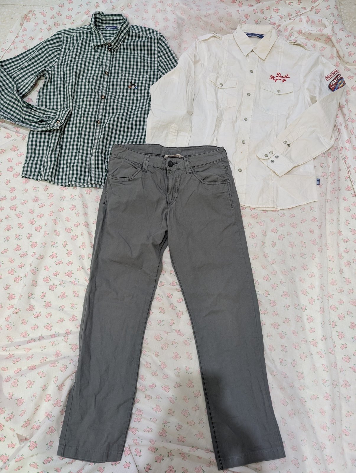 🕺👔👖Lot de un pantalon et 2 chemises pour enfant 12/13 ans 