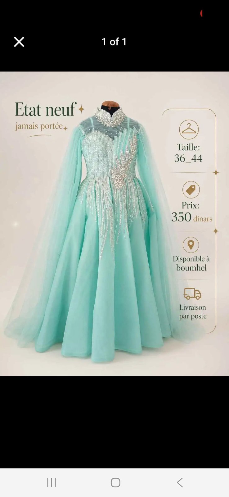 Robe princesse bleu pastel. Taille 36/42