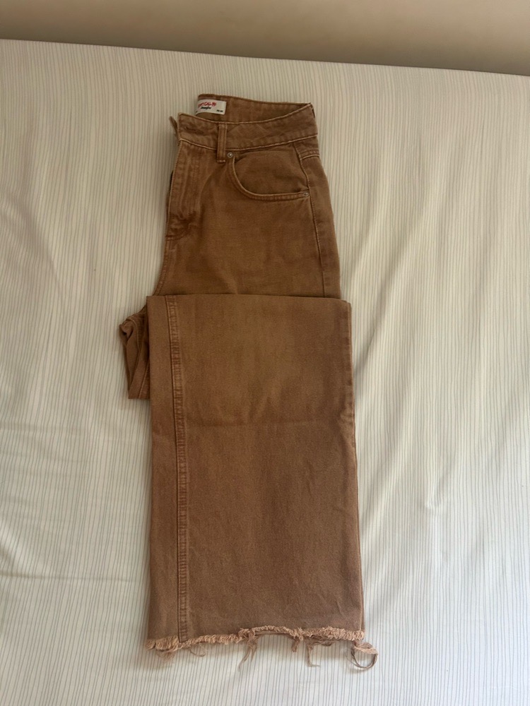 Pantalon jean marron wide leg 