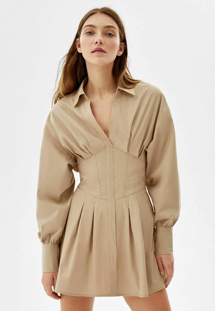 Robe chemise camel 