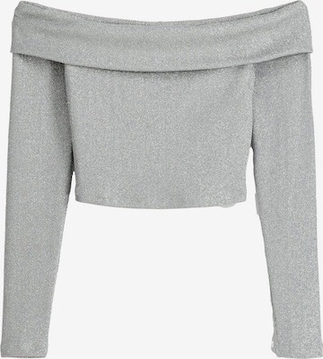 Off shoulder silver crop top bershka