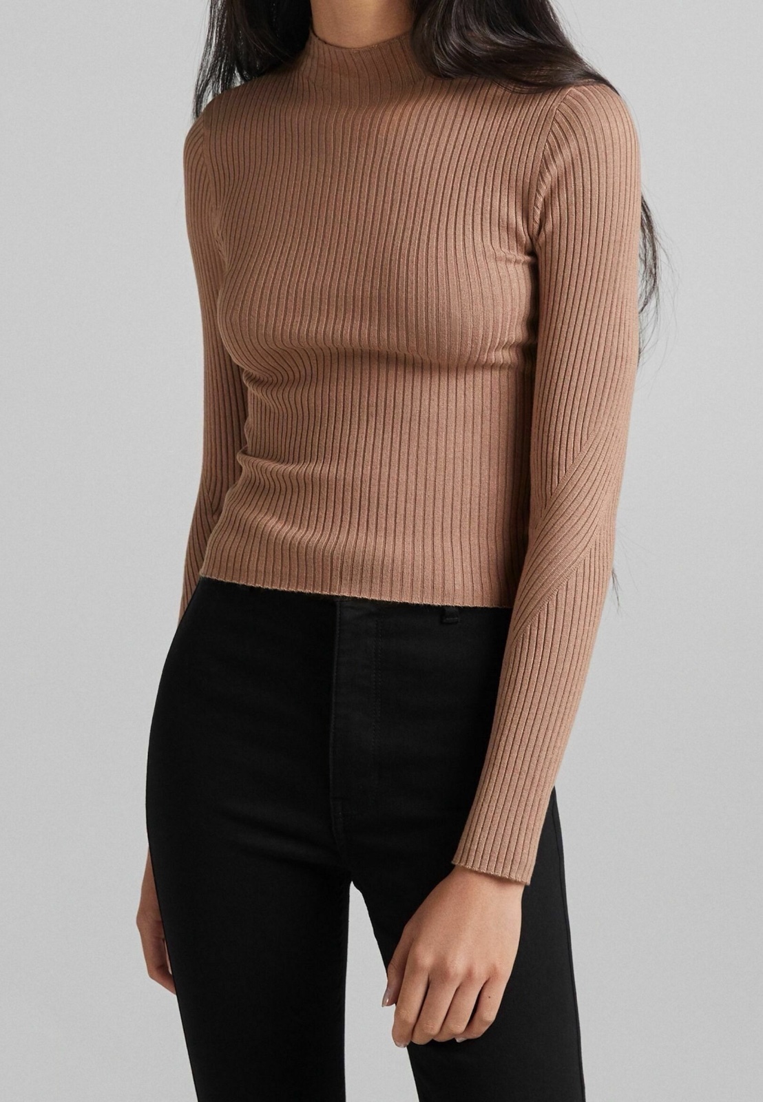 Top marron ajuste cotlé bershka 