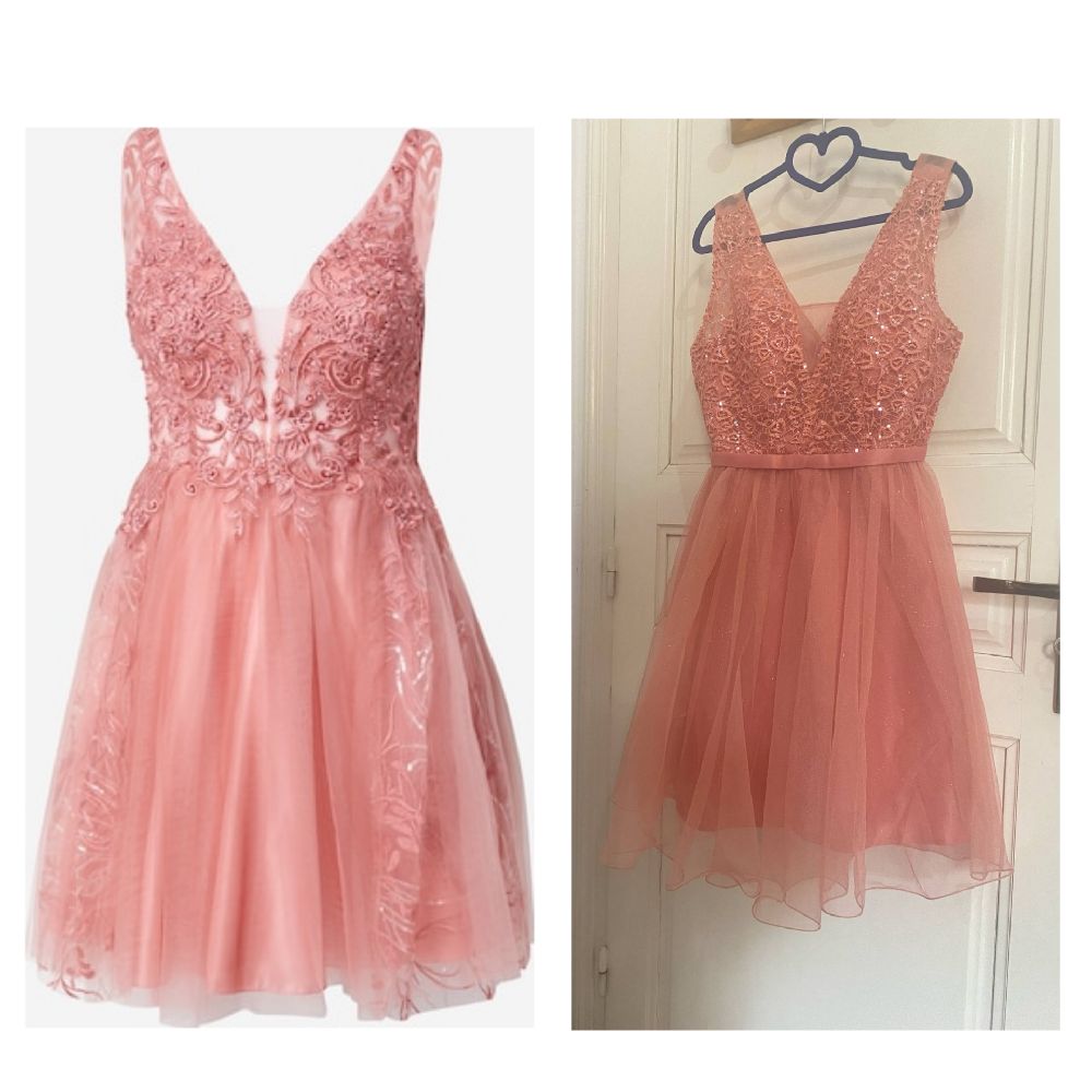 Robe soirée rose poudré 