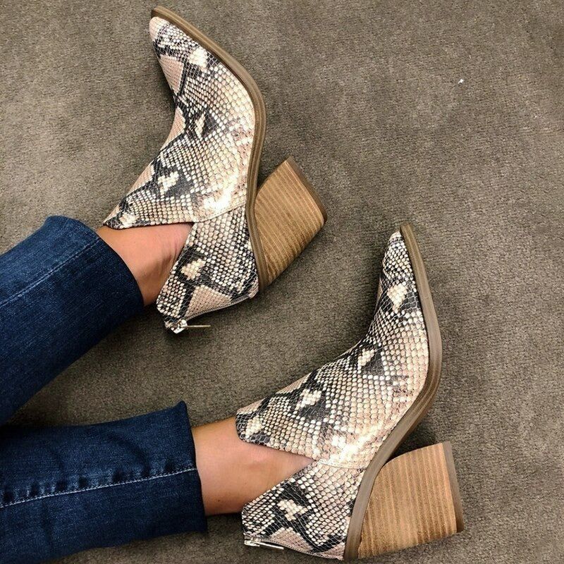 BOTTINE CONFORT FAUX SNAKESKIN 