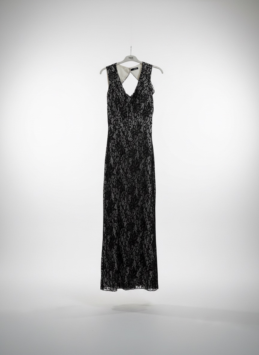 Robe longue dentelle noir et blanc