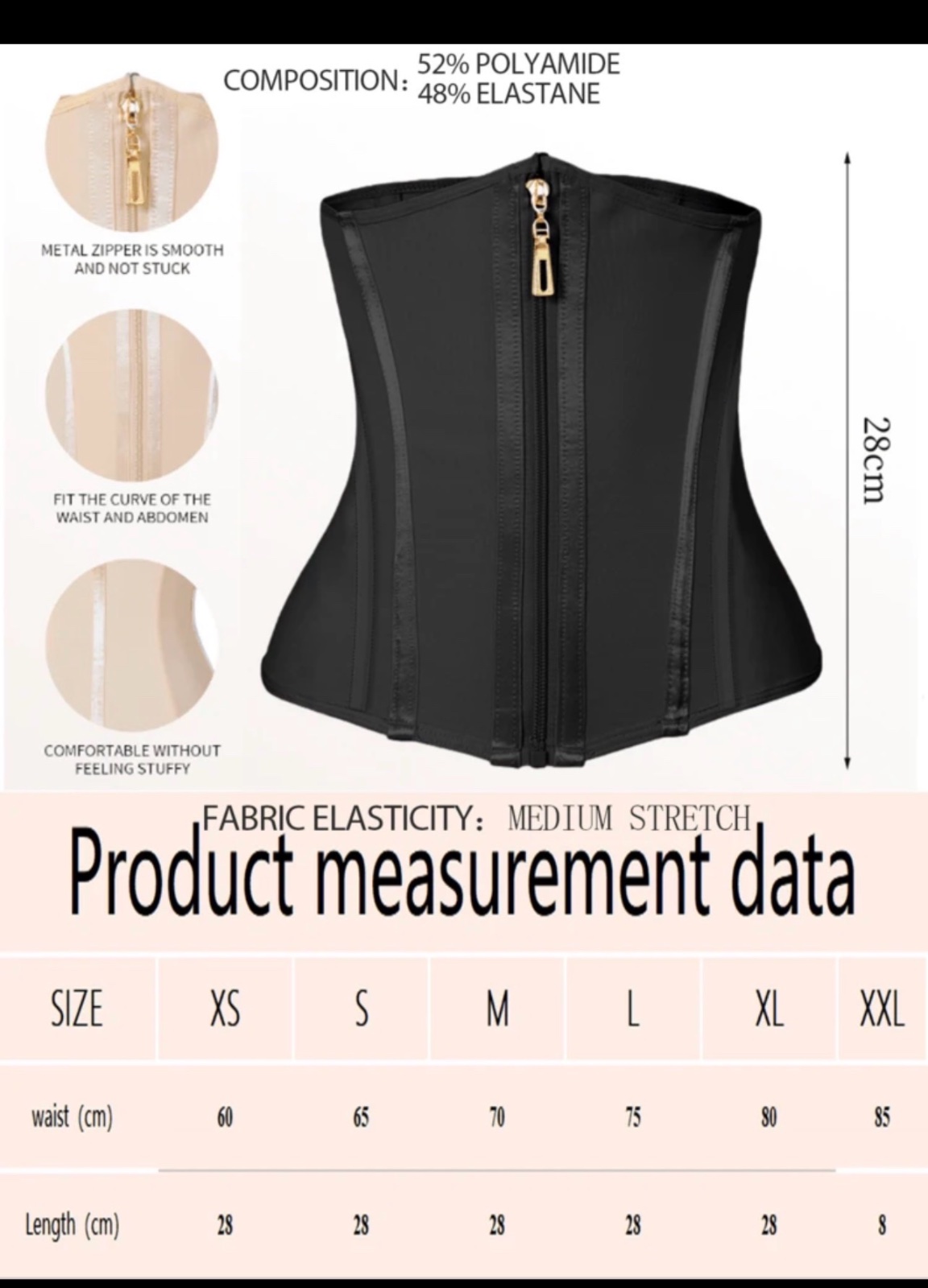1pc Waist Trainer With Zipper, High Compression Shapewear, Women Waist Cincher