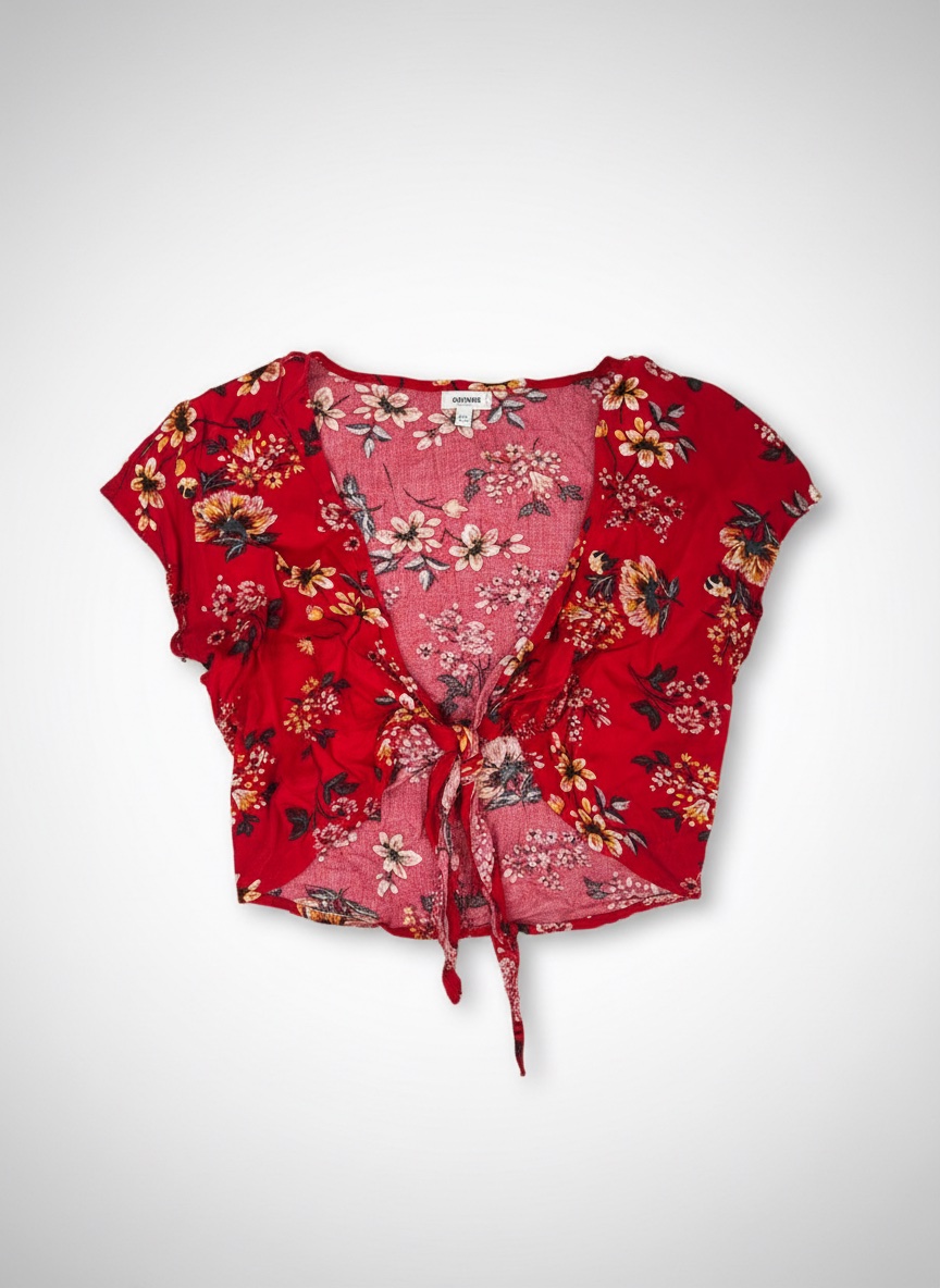 Top fleuri rouge