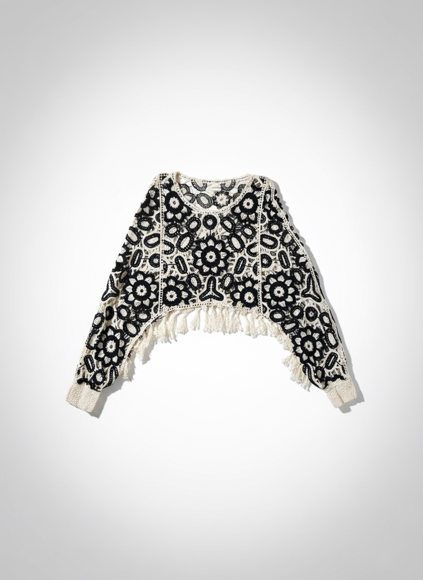 Top crochet noir & blanc