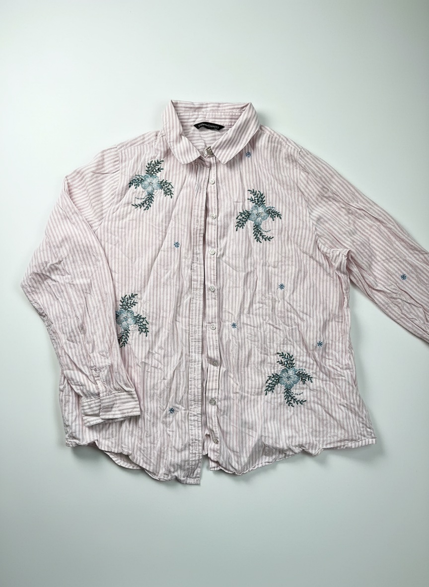 Chemise rayee blanc et rose